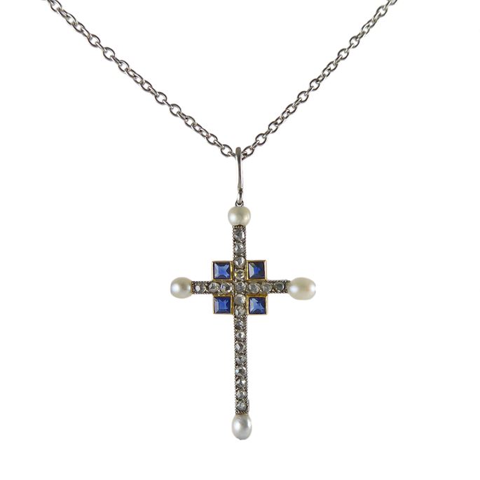 Art Deco diamond and gem set cross pendant by Cartier, Paris c.1920, | MasterArt